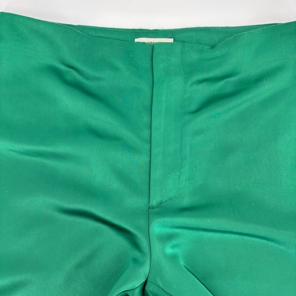 Jason Wu NWT Emerald Green Satin Wide Leg High Rise No Waistband Trousers, 2 - Picture 12 of 15